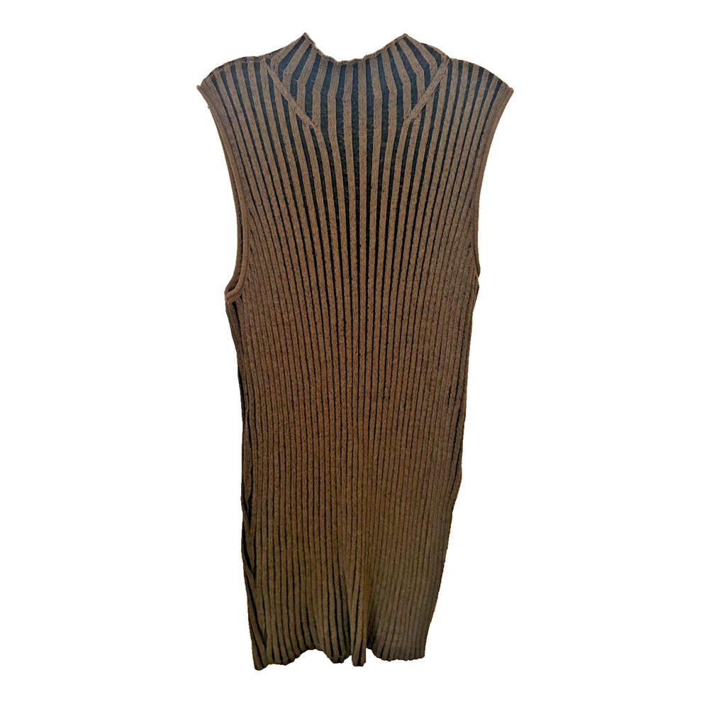 Rock & Republic Sweater Dress Womens X-Large Brown Cotton Knit Ribbed Side Slit